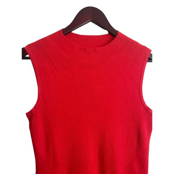 Talbots Women Ribbed Top MP Coral Crew Neck Sleeveless Drop Waist Layering Cozy - Picture 6 of 11
